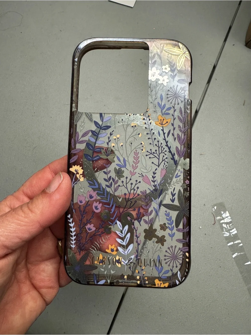 Clear Floral MagSafe-Compatible Phone Case with‎ White Accents